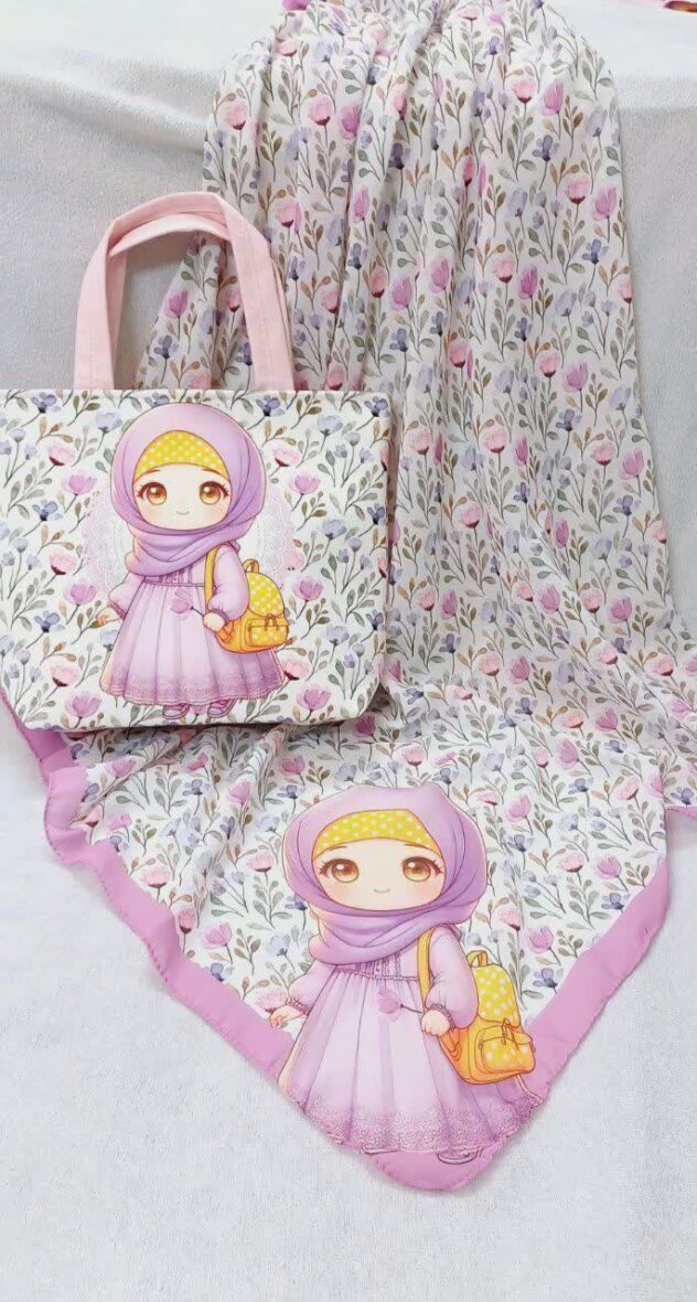 ست روسری و کیف بنفش ( ۷ تا ۱۰ سال )